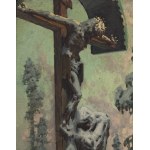 Marian Mróz (1908 Dąbrówka Tuchowska - 1967 ), Przydrożny krzyż zimą, 1956