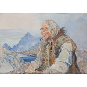 Janusz Kotarbinski (1890 Golonóg - 1940 Zakopane), Highlander against a background of peaks, 1929