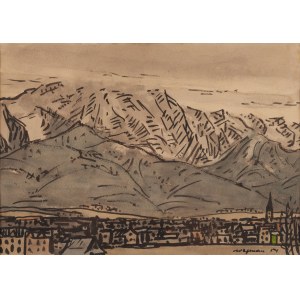 Mieczysław Wejman (1912 Brdów - 1992 Kraków), View from the sanatorium over Zakopane and Giewont, 1954