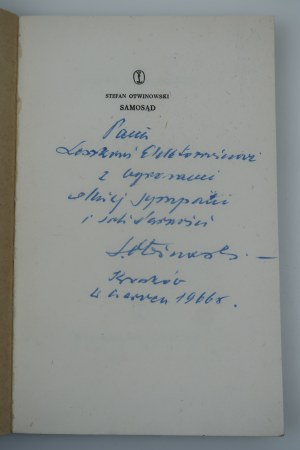 OTWINOWSKI STEFAN Samosąd [dedication by the Author].