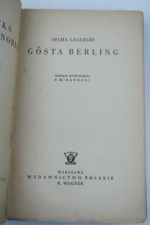 LAGERLÖF SELMA Gösta Berling [návrh obálky J. M. Szancer] [1948].