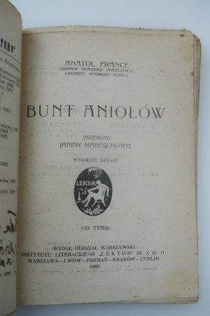 FRANCE ANATOL Bunt Aniołów [1922], [proj. okł. LEON OSTROWSKI]