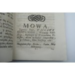 [RZEWUSKI WACŁAW] MOWY y LISTY I. P. WACŁAWA RZEWUSKIEGO woiewody podolskiego H. P. K.[POCZAJÓW 1761]