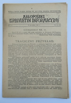 MAŁOPOLSKI Information Bulletin + Supplement Year II, no. 36(80): 26 IX 1943 [AK].