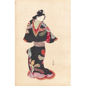 Watanabe Seitei (1851-1918), Dziewczyna w kimonie, Tokio, 1891
