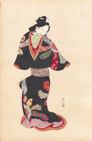 Watanabe Seitei (1851-1918), Dziewczyna w kimonie, Tokio, 1891