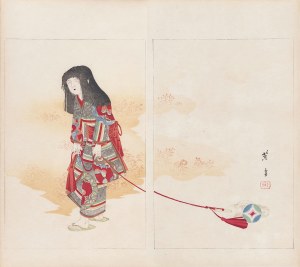 Watanabe Seitei (1851-1918), Dziewczynka z latawcem, Tokio, 1891