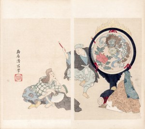 Watanabe Seitei (1851-1918), Grający na bębnie, Tokio, 1891