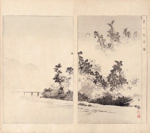 Watanabe Seitei (1851-1918), Pejzaż z księżycem, Tokio, 1891
