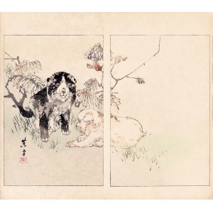 Watanabe Seitei (1851-1918), Puppies, Tokyo, 1891