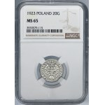 20 haléřů 1923 - NGC MS65