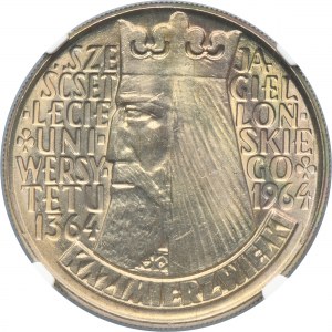 10 złotych 1964 Kazimierz Wielki - NGC MS64 - wklęsły napis na awersie