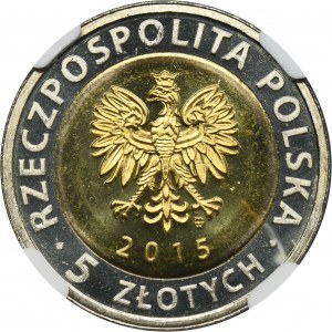 5 PLN 2015 Rathaus von Poznań - NGC MS66