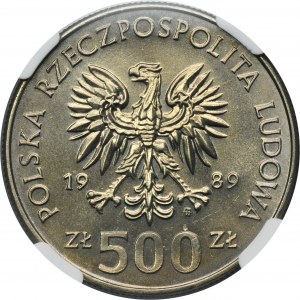500 zloty 1989 50e anniversaire de la guerre défensive de la nation polonaise - NGC MS65