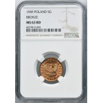 5 haléřů 1949 - NGC MS63 RD