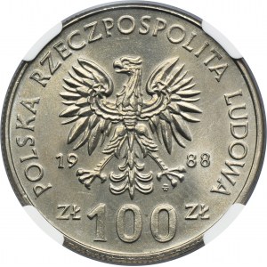 100 zlotých 1988 70. výročie Veľkého poľského povstania - NGC MS65