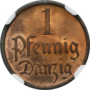 Free City of Danzig, 1 pfennig 1937 - NGC MS64 RB