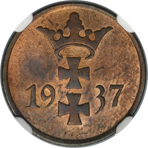 Free City of Danzig, 1 pfennig 1937 - NGC MS64 RB