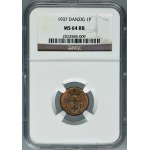 Free City of Danzig, 1 pfennig 1937 - NGC MS64 RB