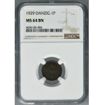 Free City of Danzig, 1 pfennige 1929 - NGC MS64 BN