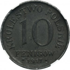 Poľské kráľovstvo, 10 fenigov 1917 - NGC MS62