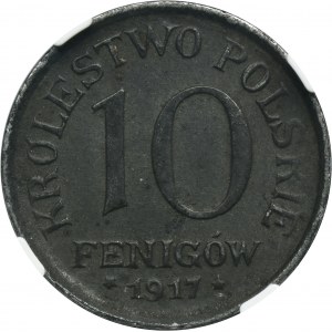 Polské království, 10 fenigů 1917 - NGC MS62