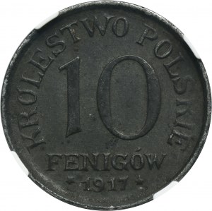Królestwo Polskie, 10 fenigów 1917 - NGC MS62
