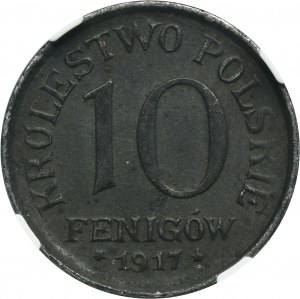 Poľské kráľovstvo, 10 fenigov 1917 - NGC MS62