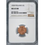 2 penny 1939 - NGC MS65 RB