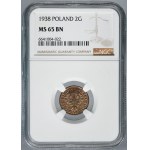 2 pennies 1938 - NGC MS65 BN