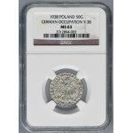 Gouvernement général, 50 groszy 1938 - NGC MS63 - nickelé