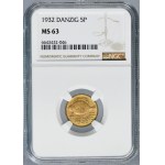 Free City of Danzig, 5 pfennige 1932 - NGC MS63