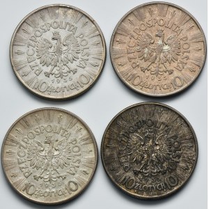 Zestaw, Piłsudski, 10 złotych 1935-1936 (4 szt.)