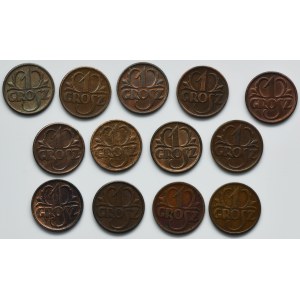 Set, 1 penny 1925-1939 (13 pezzi).