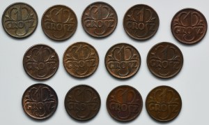 Ensemble, 1 penny 1925-1939 (13 pièces).