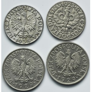 Set, Second Republic, 50 pennies and 1 zloty 1923-1938 (4 pieces).