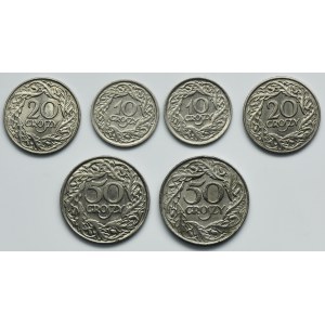 Sada, II RP, 10-50 centov 1923-1938 (6 ks)