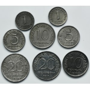 Zestaw, Królestwo Polskie, 1-20 fenigów 1917-1918 (8 szt.)