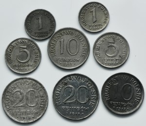 Set, Kingdom of Poland, 1-20 fenigs 1917-1918 (8 pieces).