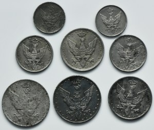 Set, Kingdom of Poland, 1-20 fenigs 1917-1918 (8 pieces).