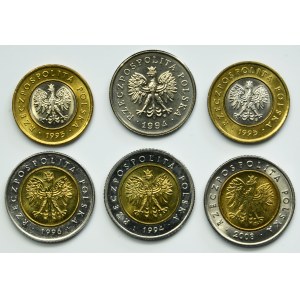 Zestaw, III RP, 1-5 złotych 1994-2008 (6 szt.)