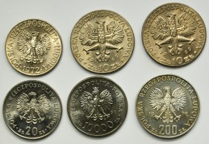 Set, People's Republic of Poland, 10-10,000 zloty 1965-1990 (6 pcs.)