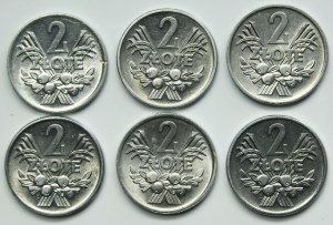 Ensemble, République populaire de Pologne, 2 baies en or 1958-1974 (6 pièces)