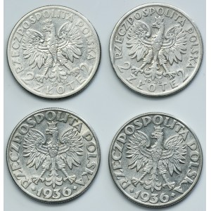 Zestaw, II RP, 2 złote 1933-1936 (4 szt.)