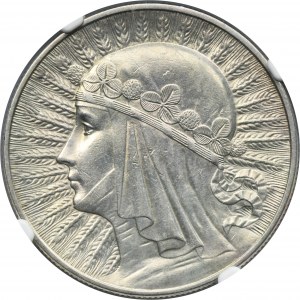 Head of a Woman, 10 zloty Warsaw 1933 - NGC UNC DETAILS