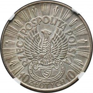 Pilsudski Strzelecki, 10 zloty 1934 - NGC AU DETAILS