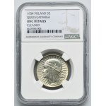 Head of a Woman, 5 zloty Warsaw 1934 - NGC UNC DETAILS