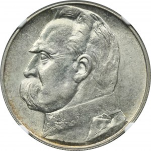 Piłsudski, 10 złotych 1938 - NGC AU58