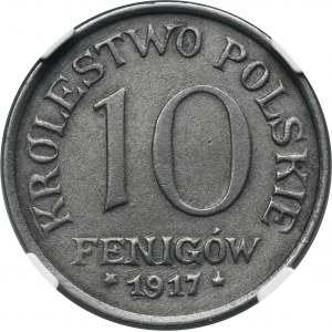 Regno di Polonia, 10 fenig 1917 - DETTAGLI NGC UNC