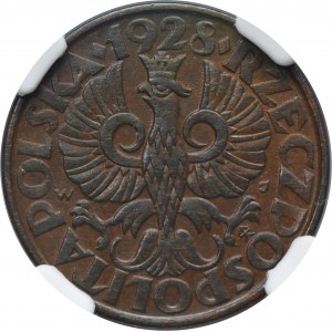 5 penny 1928 - NGC AU55 BN